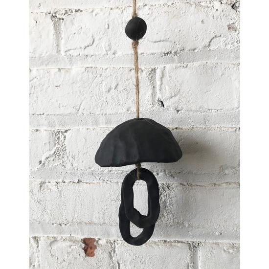 Black Clay Chime w Double Oval Ringer