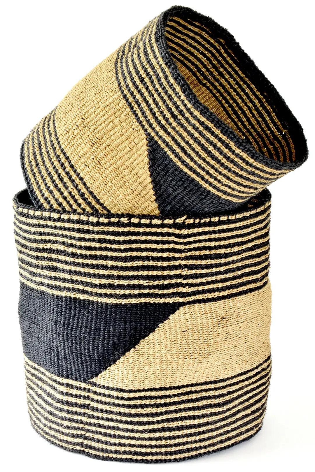 Black and Gold Sisal Basket